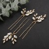 Teyglen 3pcs Crystal Wedding Hair Pins Set Handmade Bridal Crystal