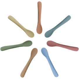 JEYORZY 7pc Silikon-Baby-Löffel, Spitze erste Phase der Säuglingsernährung, Babylöffel Silikon Baby Esslernlöffel Spoon Selber Essen, biegsame, Trainingslöffel, für die Selbstfütterung und Led Weaning