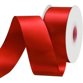 BVIEAKD Red Satin Ribbon - 2" x 50 Yards Double Faced Solid Color Ribbon for Crafts Weddings Bow Making & More