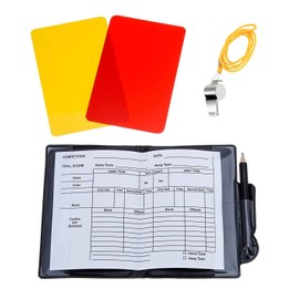 Football Referee Card Sets,Sports Referee Card Kit Warning Referee Red and Yellow Cards with Wallet Score Sheets and Metal Referee Whistle for Football Soccer