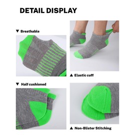 HASMES 12 Pairs Boys Socks Low Cut Ankle Socks For Kids 6-8 8-10 10-12 Years Old Short Athletic Socks 7-10Y (Grey)