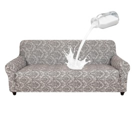 ALIECOM 100% Waterproof Extra Large Couch Cover for 3 Cushion Couch Sofa Pet Friendly Sofa Covers Washable for Dogs Stretch Printed Sofa Slipcovers Furniture Protector (Floral Khaki, X-Large)