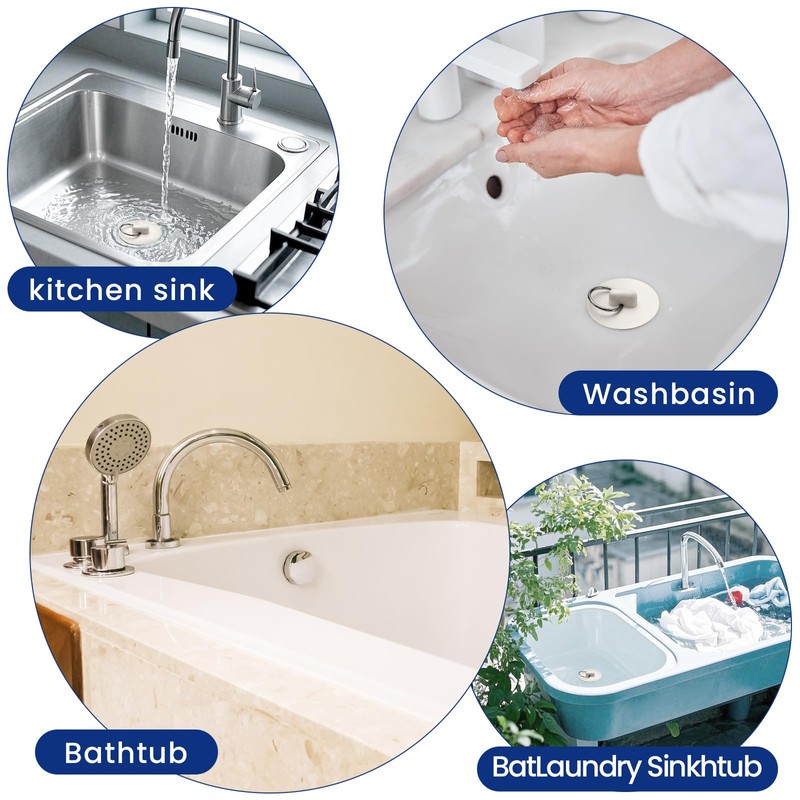 6 Pieces Drain Stopper, Bathroom Sink Stopper, Bathtub Drain Plug