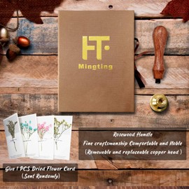 Mingting Wax Seal Stamp Kit,Mingting Classical Old-Fashioned Antique Wax Stamp Seal Kit Initial Letters Alphabet Set Gift Box with Vintage Wooden Handle and Brass Color Head(N)