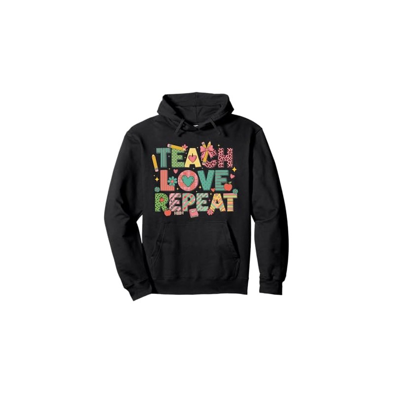 Teach Love Repeat Cute Teacher Squad Back to School Rainbow
