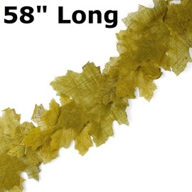 Green Burlap Maple Leaf Garland by Factory Direct Craft for Fall Decorating and Thanksgiving Centerpieces - 58 Inches Long