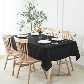 maxmill Rectangle Tablecloth Weaved Texture Design Water Resistant Wrinkle Free Spill-Proof, Soft Table Cloth for Dining Room Decoration, Banquet Parties Event Holiday Dinner, 52 x 84 Inch Black