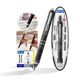 Sylphiderm Retractable Fountain Pen Set - Fine Nib Black Ink Pen with 5 Cartridges & Storage Case for Smooth Writing, Calligraphy, Office Gift