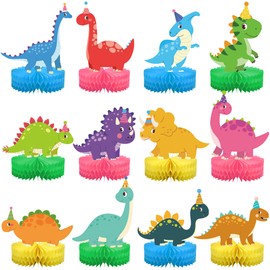 12 Pcs Dinosaur Honeycomb Centerpieces Dinosaur Birthday Party Decorations Dinosaurs Theme Party Table Centerpieces Dino Honeycomb Table Decoration for Girls Boys Birthday Baby Shower Decor
