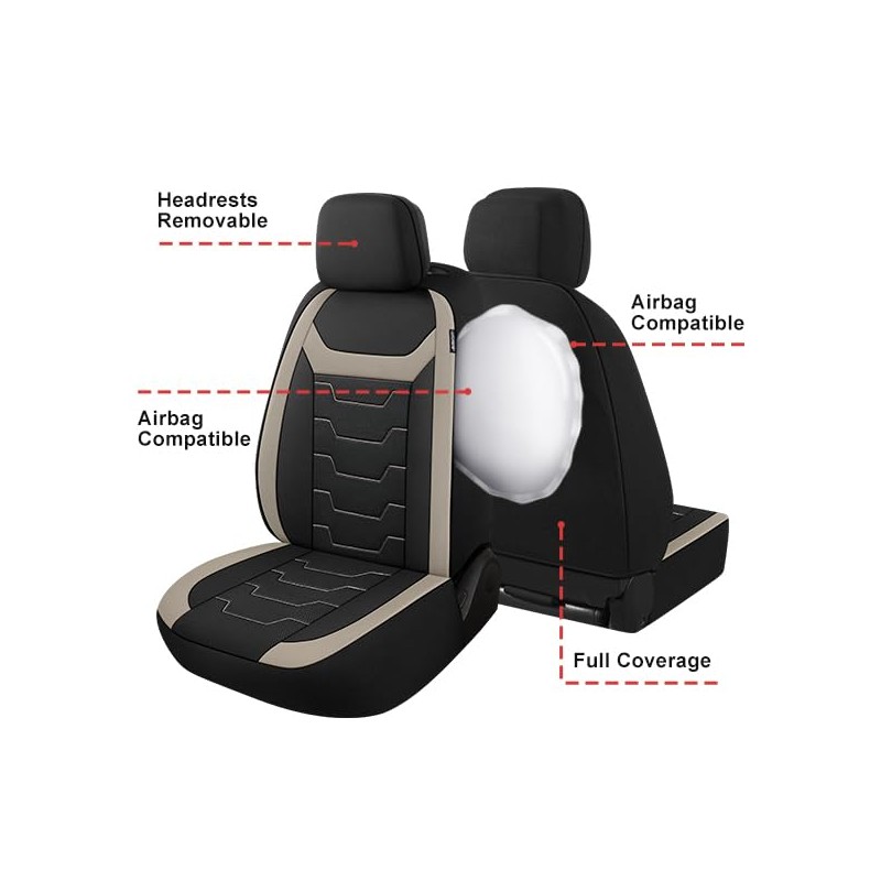 CAROMOP - Fundas transpirables para asiento de auto, asientos completos,