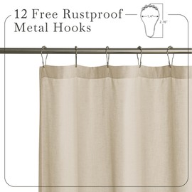KGORGE KGORGE Linen Shower Curtain - Semi Sheer Lightweight Button Hole Half Privacy Quick Dry Shower Curtains for Bathroom Bathtub Decor, Angora, 72 x 90 inches Long, Hooks Included