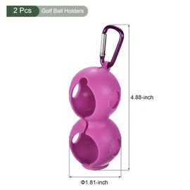 YOKIVE 2 Pcs Golf Ball Holders, Sports Silicone 2 Balls Carry Protective Portable Sleeves with Buckle for Golf Bags Storage (Rose Red)