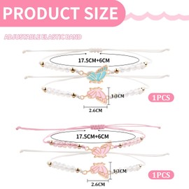 EOWVISN 2 Pairs of Butterfly Bracelets, Friendship Bracelets, Braided Bracelets, Adjustable Bracelets, Creative Bracelets, Elegant Butterfly Bracelets