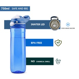 DEARART 2-Pack 26oz Blue Water Bottle and Pink Water Bottle Without Straw, AUTOSPOUT Wide Mouth BPA FREE Leak Proof, Has Handle Easy Carried Suit Office Home Sports Travel School etc.