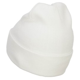 e4Hats.com Mini Rose Embroidered Long Beanie - White OSFM