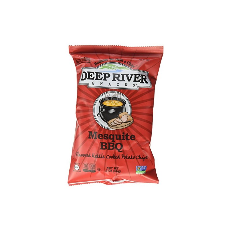 Deep River Snacks Kettle Chips, Mesquite Bbq, 2 oz, (Pack