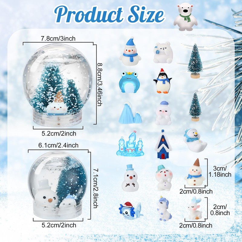 Youyole 47 Pack DIY Snow Globe Kit Includes 10 Clear