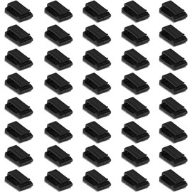 Clips Autoadhesivos para Organización de Cables, 40 Piezas, Negro, Plástico, 12x9.2mm y 14x19mm, para Cables de Auto, GPS, y Datos