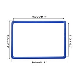 MECCANIXITY 4pcs Magnetic Label Holder, 12 x 9 Inch A4 Shelf Label Card Sign Frame with Magnets Base Warehouse Shelf Labeling Card Inserts Plastic Protectors for Metal Shelf Rack, Blue