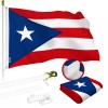 G128 Combo: 6 Ft Flagpole White & Puerto Rico Flag