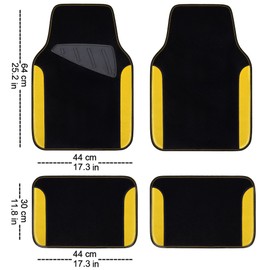 CAR PASS Waterproof Universal Fit Car Floor Mats, Car Mats Fit for SUV,Vans,sedans, Trucks,Set of 4pcs Car Carpet with Driver Heel Pad (Black and Yellow)