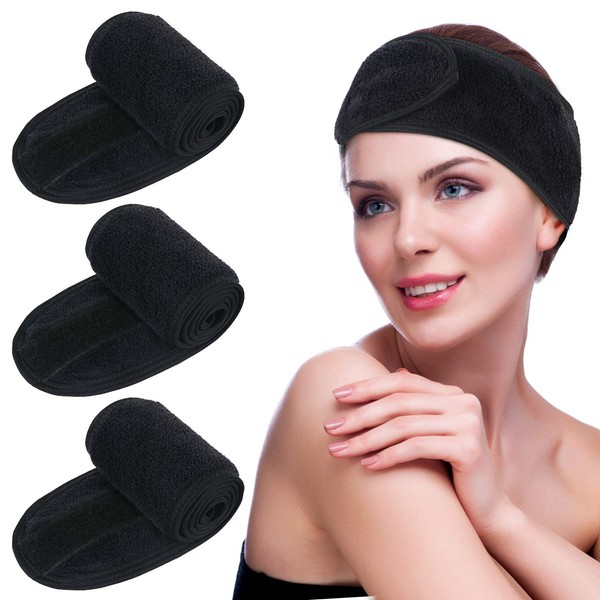 SINLAND Facial Spa Headband For Washing Makeup Cosmetic Shower Soft Women Hair Band 3 Pack