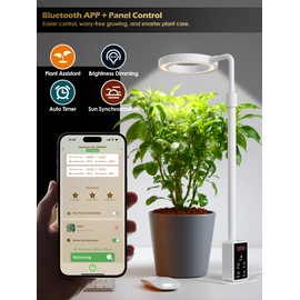 GLOWRIUM Smart Grow Light for Indoor Plants, 12W Full Spectrum with Timer, APP Control, Plant Assistant, Adjustable Height & Stepless Dimming, Suitable for Most Plants (White, 12W)