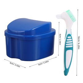 Beavorty 8pcs Apple Shaped Denture Bath Set with Soft Bristle Brush Durable Container for Safe Storage and Cleaning of False Teeth and Mouth Guards for Home and Travel Use