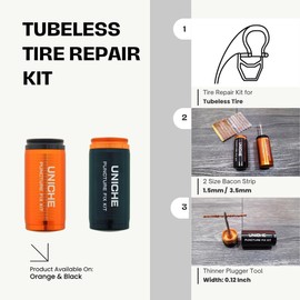 UNICHE Bike Puncture Repair kit, Tubeless Tyre Repair Kit for MTB - Black
