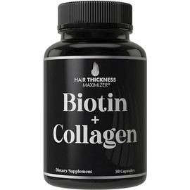 Hair Thickness Maximizer- “Suplementos de Biotina y Colágeno 10000mcg Biotina + Colágeno Bovino Avanzado 2en1 Crecimiento del Cabello +