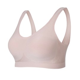 Lemef Wireless Bra for Women Full Support Seamless Underoutfit Bra with Support and Lift Padded Wirefree Sports Bra, Toasted Almond 2XL