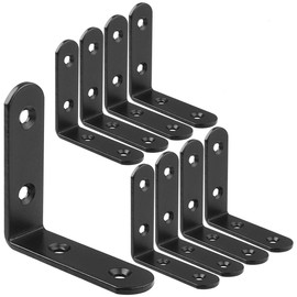 30 Pack Stainless Steel 90 Degree Angle L Shaped Bracket,Corner Brace Joint Bracket Fastener, 65mm x 65mm x 20mm, Black Tone, Round End, 4 Holes, Heavy Duty Metal