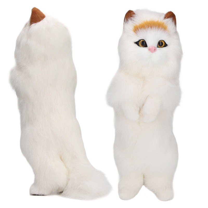 Furry Cat Figurine Realistic Simulated Adorable Lovely Decorative Plush Cat