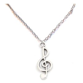 Gregory Crafts & Gifts Music Note Musical Pendant Necklace in Silver - 18 inch Silver Chain, Handcrafted