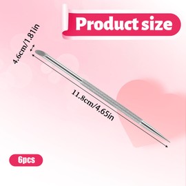 6pcs Stainless Steel Cuticle Pusher,Nail Cleaning Cuticle Stick,Remover Cutter Manicure Pedicure Tool,Nail Tools for Fingernails Toenails