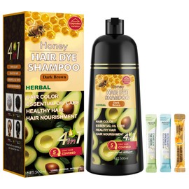 ZENITHGLO Dark Brown Hair Dye Shampoo 3 in 1 for Women & Men 100% Gray Hair Coverage - Herbal Ingredients Natural Plant Hair Color - Hair Dye in Minutes 17.6 Fl Oz