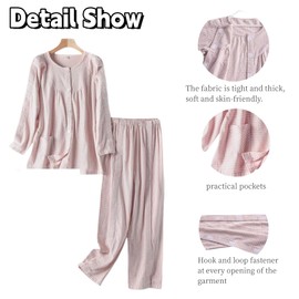 Post-operative,Bedridden Patient Clothes,Tear Away Nursing Clothes with 2 Sides Magic Stickers for Post-Surgery,Incontinence Dialysis Elderly Home Care,Full Open Rip Off Nursing Clothes with Pocket