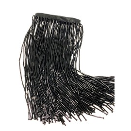 Labellezalady 12 inches Super Wide Black Glass Beaded Ribbon Tassel lace dtrim,handbeaded Fringe Trim 36 inches Long for Dance,Party,Prom Dress,DIY Project Decoration