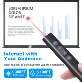 (2 Units) Presentation Clicker for PowerPoint Red Laser Pointer, USB A C Wireless Presenter Remote, Google Slide Advancer Projector Smart Board Slideshow PPT Clicker for Mac/Laptop/Computer/Office