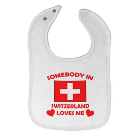 Toddler & Baby Bibs Burp Cloths Somebody in Loves Me Somebody in Switzerland Loves Me Cotton Baby Items for Baby Girl & Boy White Design Only