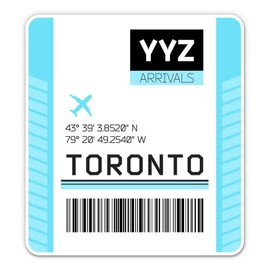 Squiddy Toronto Pearson International Canada Airport Code YYZ Luggage Tag Style - Vinyl Sticker Decal for Phone, Laptop, Water Bottle (3" high)