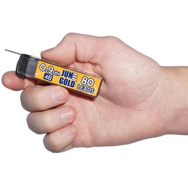 June Gold 320 Pieces, 0.9 mm 4B Lead Refills, 80 Pieces Per Dispenser, Bold Thickness, Break Resistant Lead/Graphite, 1.0 mm Compatible (Pack of 4 Dispensers)