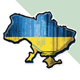 Large 210mm 'Ukraine National Flag Map' Permanent Sticker Decal for Cars/Windows/Bins/Walls etc (DW00108246)