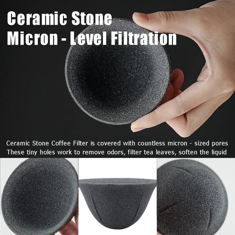 Ouliget Filtro da caffè in pietra ceramica, gocciolatore giapponese non