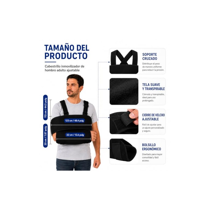 Cabestrillo para Brazo Adulto, Inmovilizador de Hombro Universal