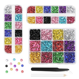 Morcheiong 17000Pcs Resin Rhinestones Multicolor Flatback Crystals Diamond Includes Tweezers and Pickup Pen Suitable for Crafting DIY Nail Art Makeup Wedding Dress Clothing Mug