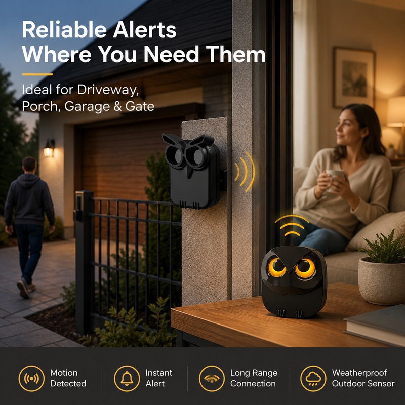 Wireless Driveway Alarm for Home Security – Waterproof Motion Sensor