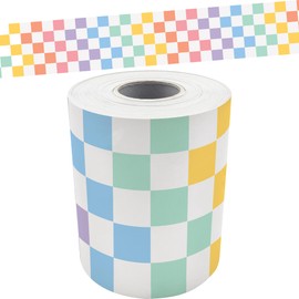 Teacher Created Resources Cool for School Checkers Straight Rolled Border Trim - 50ft - Decorate Bulletin Boards, Walls, Desks, Windows, Doors, Lockers, Schools, Classrooms, Homeschool & Offices