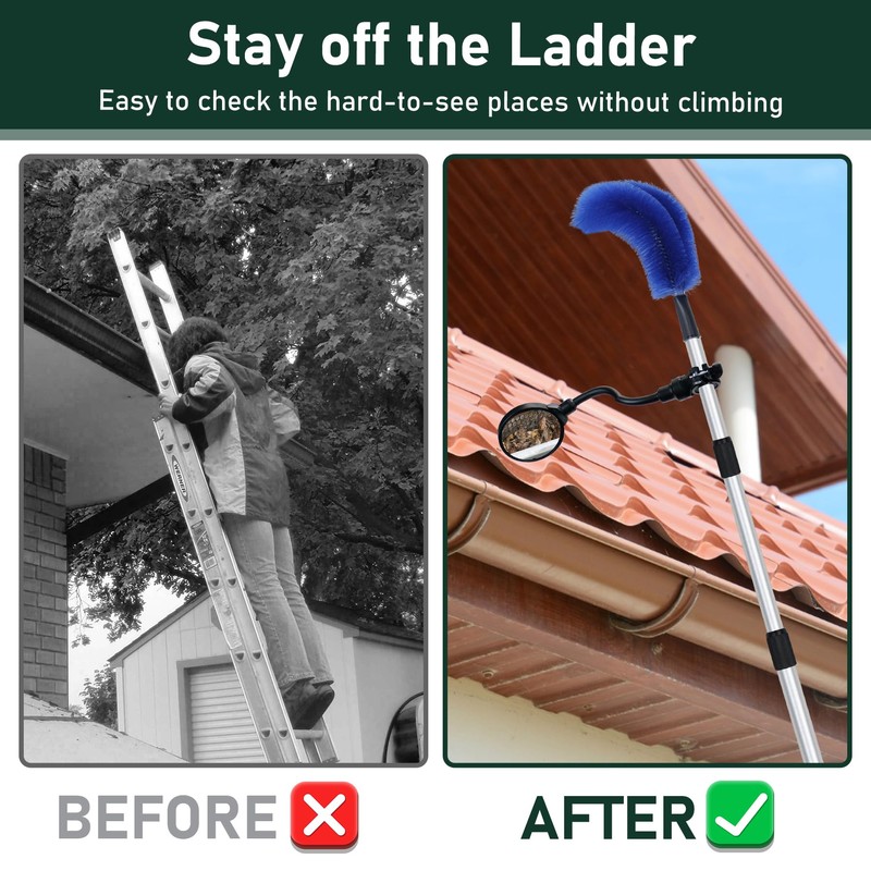 Flehomo Adjustable Rotatable Mirror, Easy Gutter Inspecter Tool from The