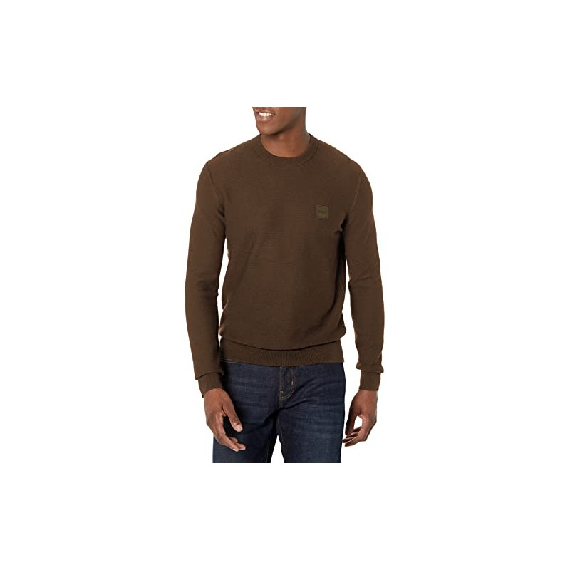 BOSS Cotton Blend Logo Patch Sweater